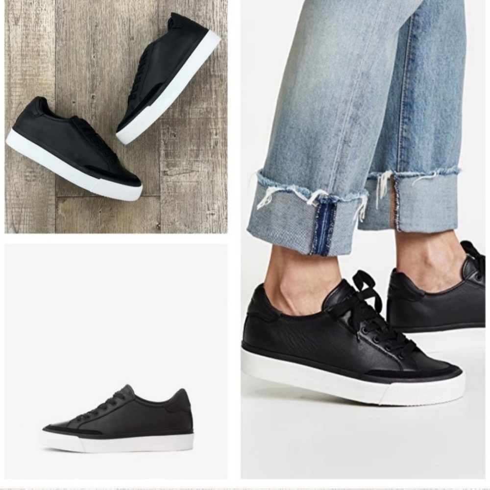Rag & Bone Army Low Sneaker Shoe Black Leather Suede Lace Up